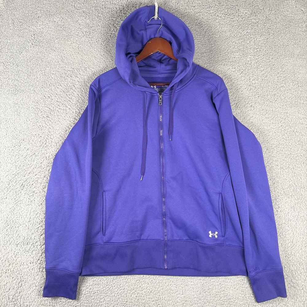 Under Armour Storm Hoodie Mens XL Purple Full Zip Fleece Lined Jacket Loose Fit